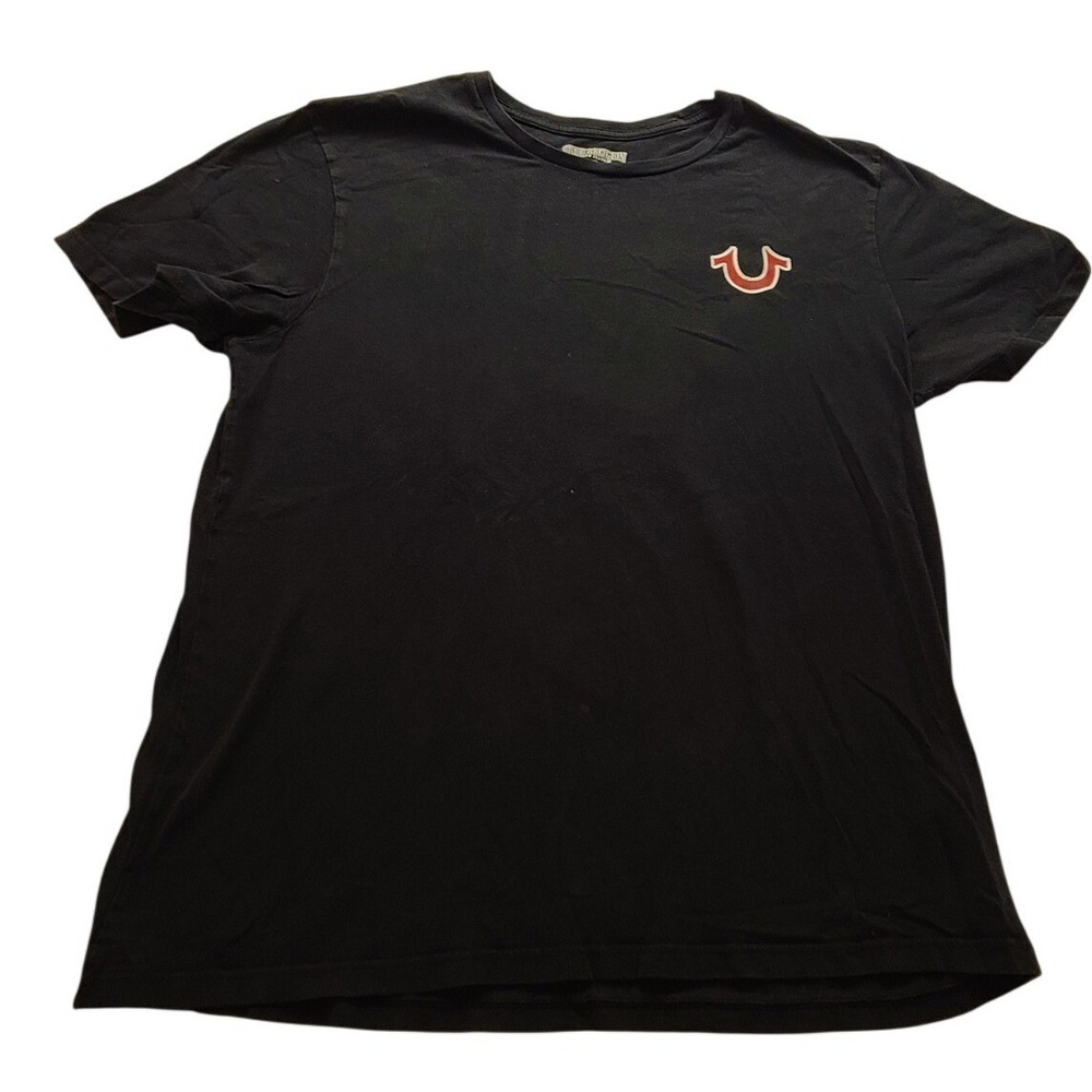 True Religion Men's World Tour Buddha Guitar Graphic T-Shirt Black Large Casual